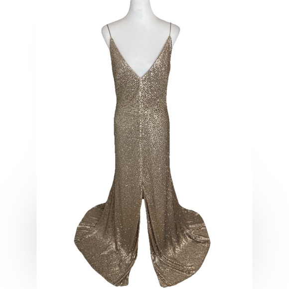 Jenny Yoo Metallic Gold Prom Dress - Picture 3 of 13